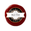 Round cheese with red wax, labeled "Red Hot," Double Gloucester with chili, England, 200g.