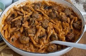 Beef and Mushroom Blended Stroganoff Pasta Bake