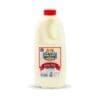 2-liter plastic bottle of low-fat milk with logo, branding, nutritional info, red cap.