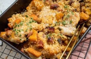 Baked Chicken with Pumpkin and Chorizo