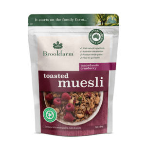 BROOKFARM TOASTED MUESLI MACADAMIA CRANBERRY