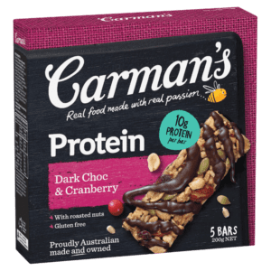 CARMANS DARK CHOC CRANBERRY ALMOND BARS