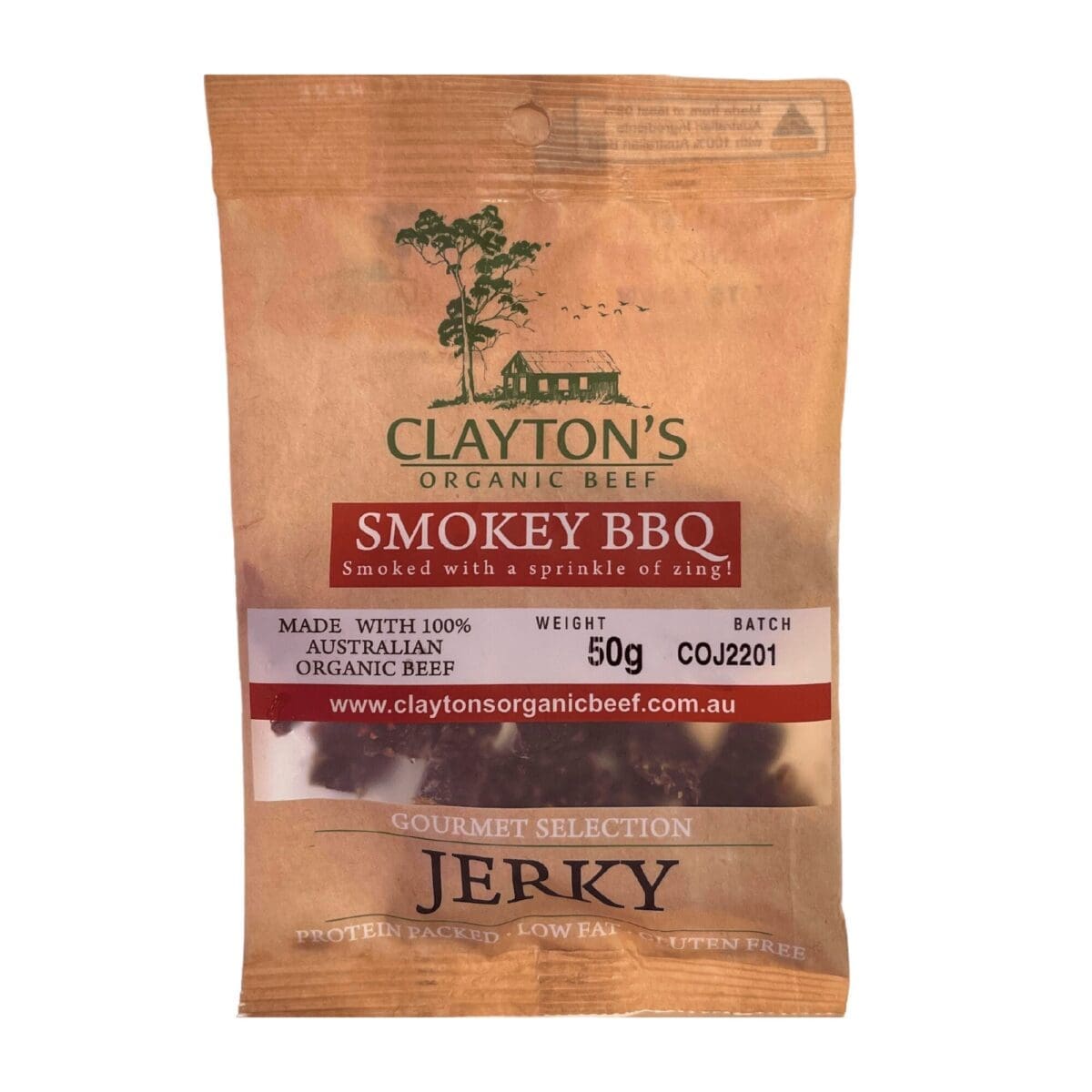 CLAYTONS ORGANIC SMOKEY BBQ JERKY