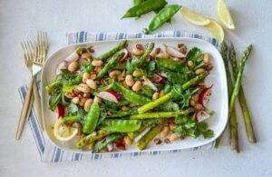 Grilled Asparagus, Snowpea and Butterbean Salad