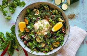 Caramelised Zucchini, Olive, Lentil & Almond Salad