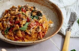 Julie Goodwin’s Baked Tomato, Mushroom and Bacon Risotto