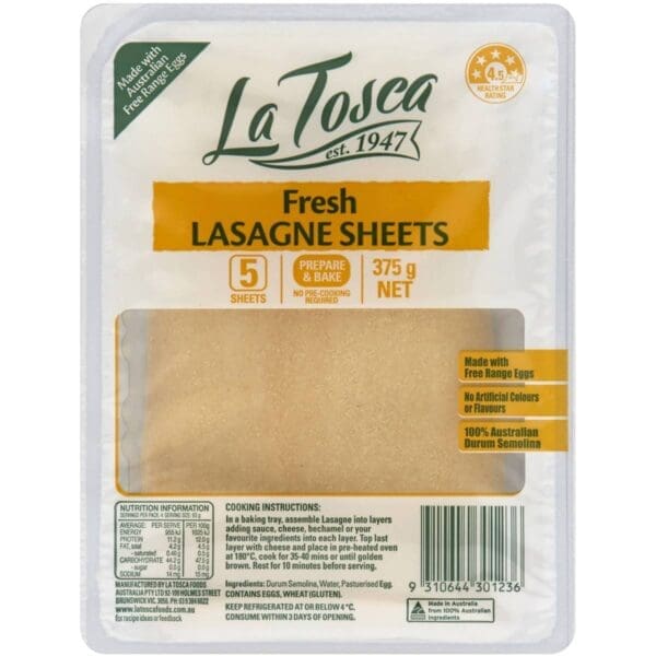 LA TOSCA FRESH EGG LASAGNE SHEETS