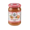 Jar of apricot spread, Le Conserve della Nonna, 330g, red checkered lid and label.