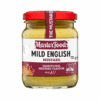 Jar of MasterFoods Mild English Mustard, 175g, with red lid and traditional flavor label.