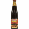 Pandaroo oyster sauce bottle with red label, red cap, and dish image on the bottom.