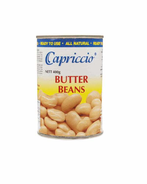 Capriccio butter beans can, 400g, yellow-white label, ready to use, all-natural.