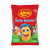 Allen's Jelly Beans package, 190g, cartoon character, no artificial colors, Australian-made.