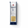 La Molisana fettuccine pasta package with white, blue accents, transparent window.
