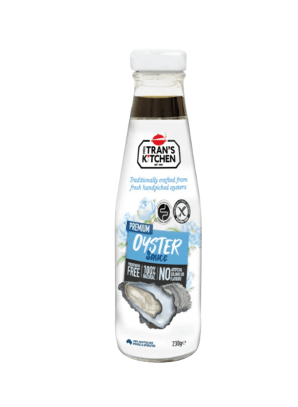 Tran's Kitchen Oyster Sauce, 230g, crafted from fresh oysters, no artificial colors/flavors.