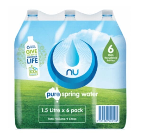 NU PURE SPRING WATER 1.5L 6PK