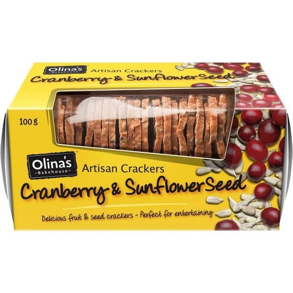 OLINA ARTISAN CRANBERRY & SUNFLOWER SEED CRACKERS