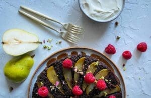 Pear & Chocolate Upside Down Cake