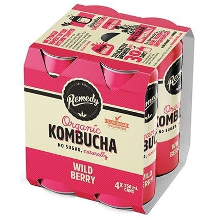 REMEDY KOMBUCHA ORGANIC WILD BERRY 4 PACK