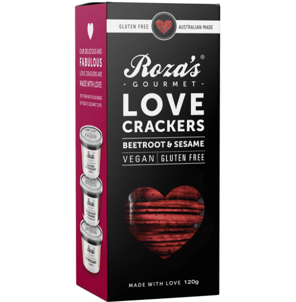 ROZA’S LOVE CRACKERS BEETROOT & SESAME