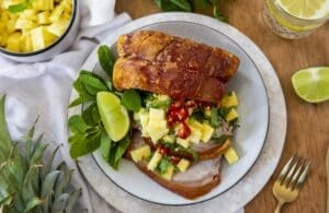Roast Pork with Pineapple Chilli Salsa