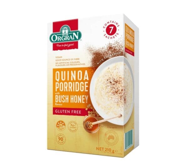 ORGRAN GLUTEN FREE QUINOA PORRIDGE W/ BUSH HONEY 7PK