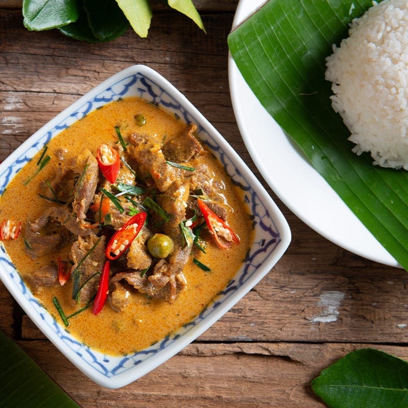 THAI CHADA BEEF PANANG CURRY AND RICE