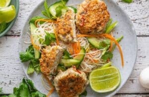 Vietnamese Chicken and Mushroom Mince Patties with Vermicelli Salad