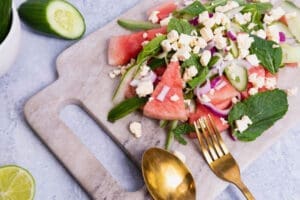 Watermelon Cucumber and Feta Salad