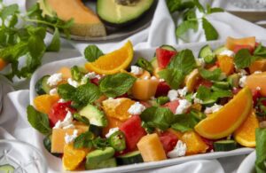 Watermelon, Rockmelon and Goat’s Cheese Salad