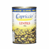 Capriccio lentils can, all-natural, 400g, with lentil image on lower design.