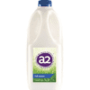 2-liter a2 Milk Company full cream milk bottle with a blue cap and green-white label.