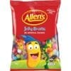 Allen's Jelly Beans package, 190g, cartoon character, no artificial colors, Australian-made.