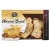 Box of almond bread by Crostoli King, thin, light, crunchy, product of Australia.