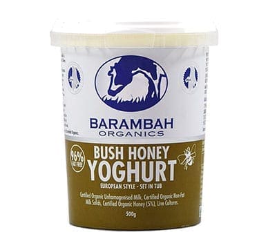 Barambah Organics Bush Honey Yoghurt, 500g, beige/blue, 96% fat-free, organic milk/honey.