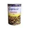 Capriccio lentils can, all-natural, 400g, with lentil image on lower design.