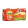 Capriccio tuna in olive oil packaging, red box, sliced tuna, lettuce, quality seals, two 160g cans.