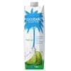 1-liter Cocobella coconut water carton with blue palm design and coconut splash image.