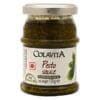 Jar of Colavita pesto sauce, 135g, made with extra virgin olive oil, labeled with basil image.