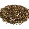 Dried cracked black peppercorns in various shades on a plain white background.