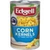 Edgell can of corn kernels with Australian-grown logo and bright yellow corn imagery.