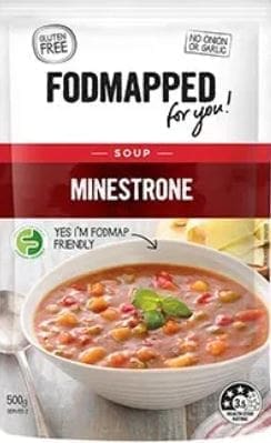 FODMAPPED minestrone soup package, gluten-free, no onion or garlic, 500g, FODMAP friendly.