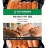 Götzinger New Yorker Hot Dogs package, gluten-free, 350g, images of hot dogs with mustard.