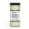 Glass jar of Roza's Gourmet Aioli Garlic Mayonnaise, 240ml, gluten and dairy free.