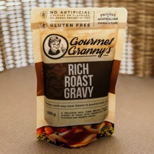 Gourmet Granny's gluten-free Rich Roast Gravy, 200g, Australian made, no artificial colors.