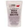 Grass-fed free-range beef bone broth pouch, 500g, Australian product, no added salt.