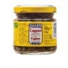 Jar of capers in wine vinegar with yellow label and lid, 100g net weight, brand "Zuccato".