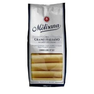 La Molisana Cannelloni No. 312 package made from Italian wheat, 250g, white and navy blues.