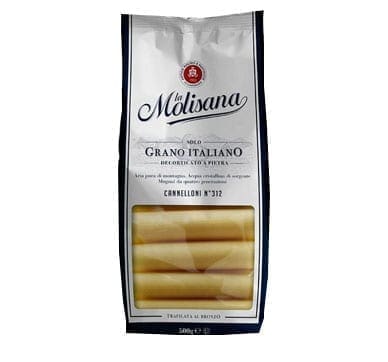 La Molisana Cannelloni No. 312 package made from Italian wheat, 250g, white and navy blues.