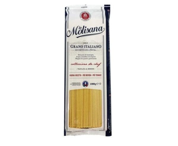 La Molisana pasta package, "Grano Italiano," 1000g, stone-milled Italian wheat.