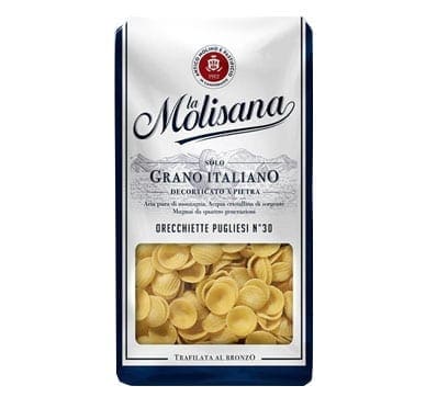La Molisana Orecchiette Pugliesi No. 30 pasta packaging with see-through window.